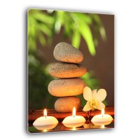 Lucky Stone Candle Decor Painting Print Canvas Art LED Light Wall Picture