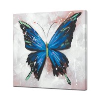 China wholesale abstract blue butterfly canvas oil painting for home decor